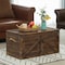 Vintiquewise Brown Large Wooden Lockable Trunk Farmhouse Style Rustic Design Lined Storage Chest w/Rope Handles QI003797L - alternate 7